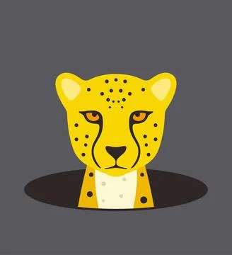 Cute cheetah on the hole, watching, vector illustration Stock Illustration