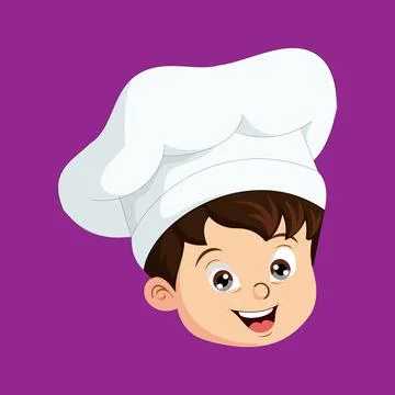 Cute chef boy face cartoon vector illustration eps10 graphic design Stock Illustration