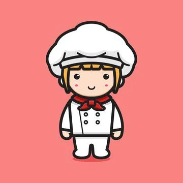 Cute chef character cartoon vector icon illustration Stock Illustration