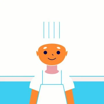 Cute Chef Character Flat Vector Illustration Stock Illustration