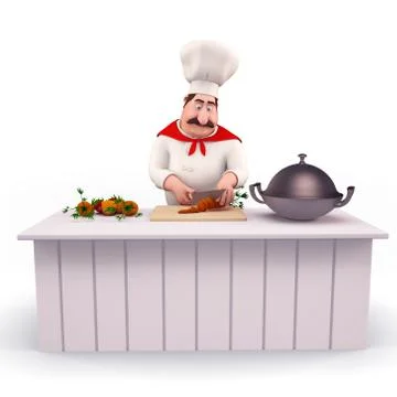 Cute chef with cutting carrot Stock Illustration