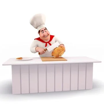 Cute chef with cutting chicken Stock Illustration