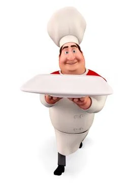 Cute chef with dish Stock Illustration