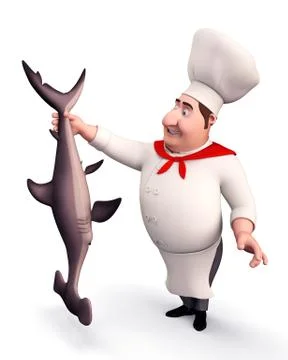 Cute chef with fish Illustrazione stock