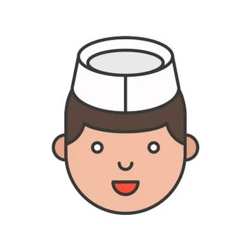 Cute chef head filled outline icon, editable stroke 스톡 일러스트