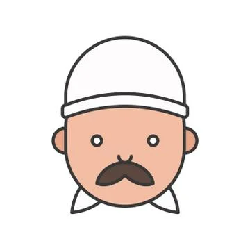 Cute chef head filled outline icon, editable stroke 스톡 일러스트