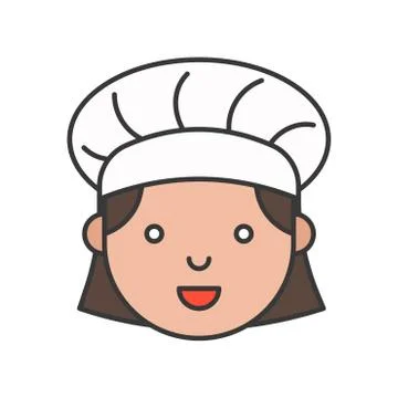 Cute chef head filled outline icon, editable stroke 스톡 일러스트