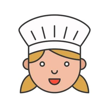 Cute chef head filled outline icon, editable stroke 스톡 일러스트