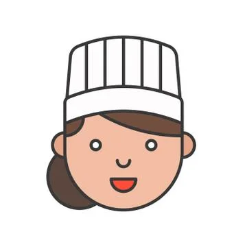 Cute chef head filled outline icon, editable stroke 스톡 일러스트