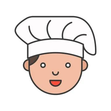 Cute chef head filled outline icon, editable stroke 스톡 일러스트