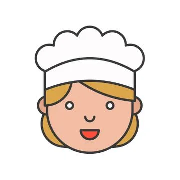 Cute chef head filled outline icon, editable stroke 스톡 일러스트