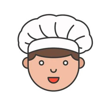 Cute chef head filled outline icon, editable stroke 스톡 일러스트