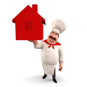 Cute chef with house Stock Illustration