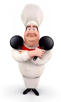 Cute chef with pan Stock Illustration