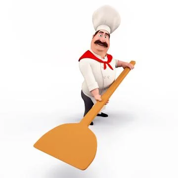 Cute chef with pizza spade Stock Illustration
