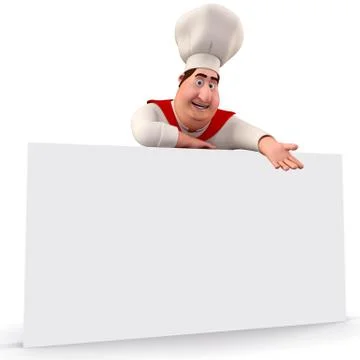 Cute chef with sign Stock Illustration