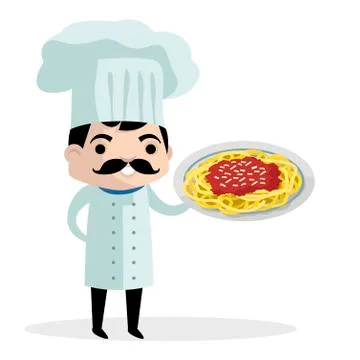 Cute chef with spaghetti plate Stock Illustration