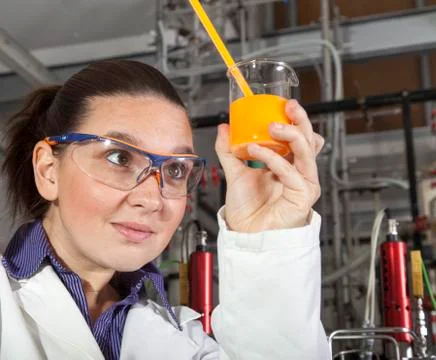 Cute chemist in laboratory Stock Photos