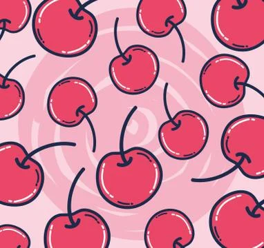 Cute cherries pattern background Illustrazione stock