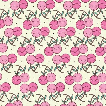 Cute cherries pattern Illustrazione stock