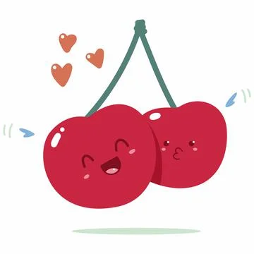 Cute cherry cartoon character. Stock Illustration