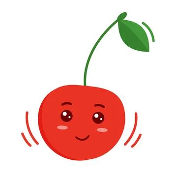 Cute cherry character in cartoon style. Isolated on a white background Stock Illustration
