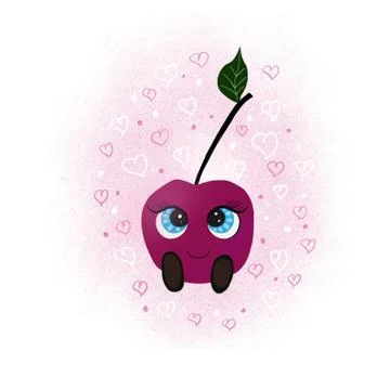 Cute Cherry Character. Stock Illustration