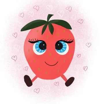 Cute Cherry Character. Stock Illustration