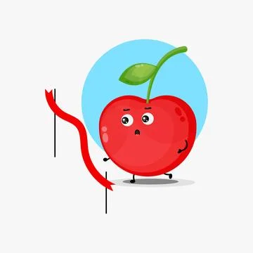 Cute cherry character running competition Stock Illustration