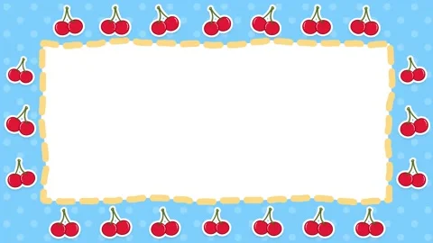 Cute Cherry Fruit Frame Animated Loop with Copy Space Stock Footage 345308306