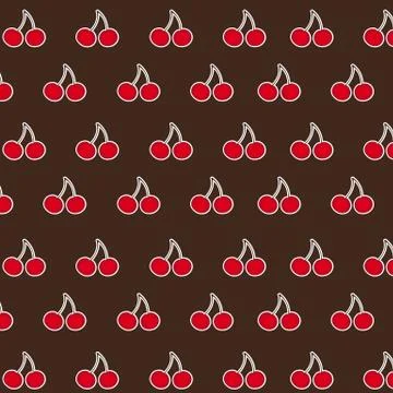 Cute cherry over brown background. vector illustration Stock Illustration