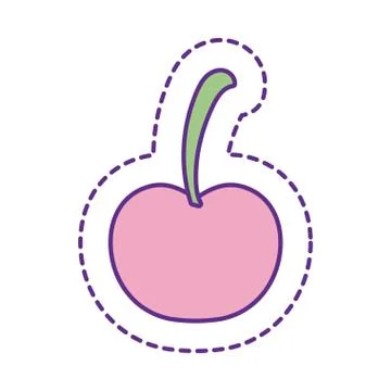 Cute cherry patch line and fill style icon vector design Stock Illustration