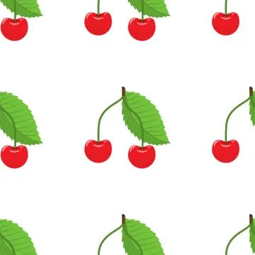 Cute cherry seamless pattern with flat and solid color style. Good for textile Stock Illustration