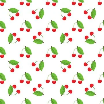 Cute cherry seamless pattern with flat and solid color style. Good for textile Stock Illustration