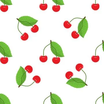 Cute cherry seamless pattern with flat and solid color style. Good for textile Stock Illustration