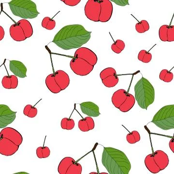 Cute cherry seamless pattern. Good for textile, wrapping, wallpapers, etc. Sw Stock Illustration