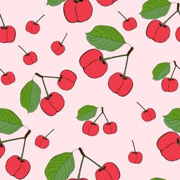 Cute cherry seamless pattern. Good for textile, wrapping, wallpapers, etc. Sw Stock Illustration