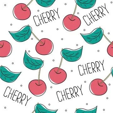 Cute cherry seamless pattern. Good for textile, wrapping, wallpapers Stock Illustration