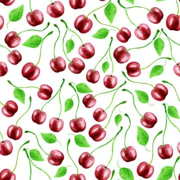 Cute cherry seamless pattern. Good for textile, wrapping, wallpapers, etc. Sw Illustrazione stock