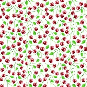 Cute cherry seamless pattern. Good for textile, wrapping, wallpapers, etc. Sw Stock Illustration