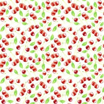 Cute cherry seamless pattern. Good for textile, wrapping, wallpapers, etc. Sw Stock Illustration