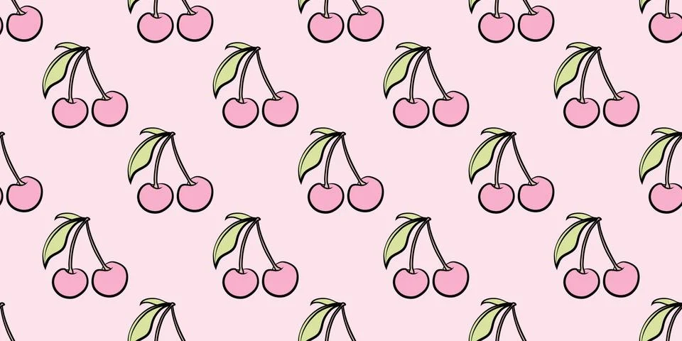 Cute cherry seamless vector pattern background 스톡 일러스트