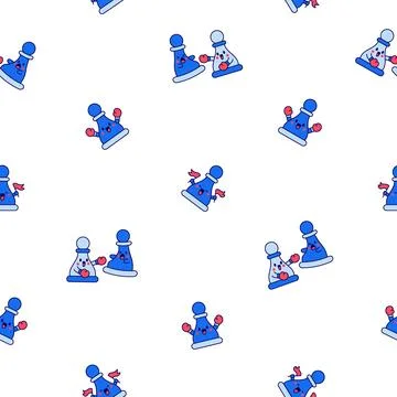 Cute chess pawn with happy face. Seamless pattern. Stock Illustration