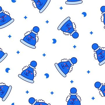 Cute chess pawn with happy face. Seamless pattern. Stock Illustration