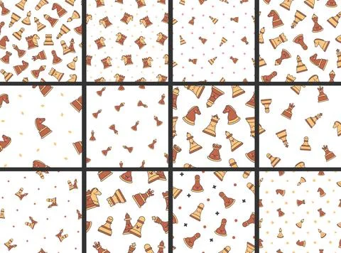 Cute chess pieces. Seamless pattern. Stock Illustration