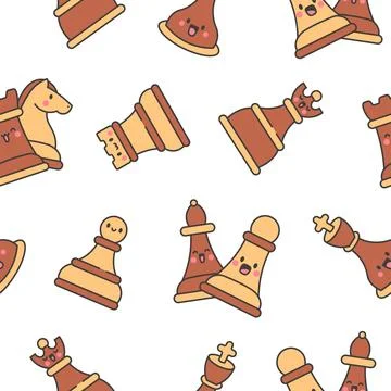 Cute chess pieces. Seamless pattern. Stock Illustration