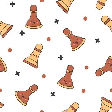 Cute chess pieces. Seamless pattern. Stock Illustration