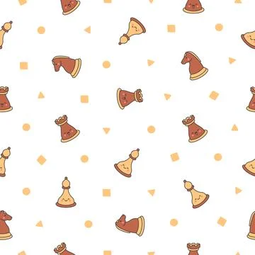 Cute chess pieces. Seamless pattern. Stock Illustration