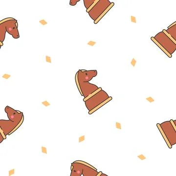 Cute chess pieces. Seamless pattern. Stock Illustration