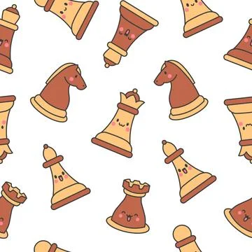 Cute chess pieces. Seamless pattern. Stock Illustration